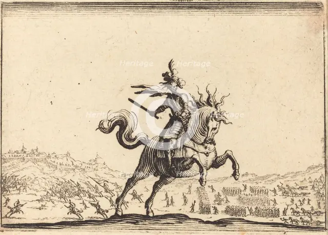 Military Commander on Horseback, c. 1617. Creator: Jacques Callot.