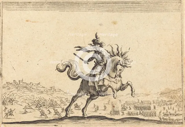 Military Commander on Horseback, c. 1622. Creator: Jacques Callot.