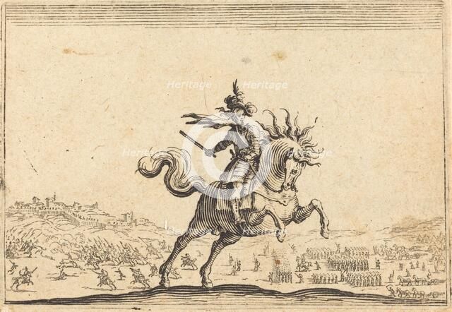 Military Commander on Horseback, c. 1622. Creator: Jacques Callot.