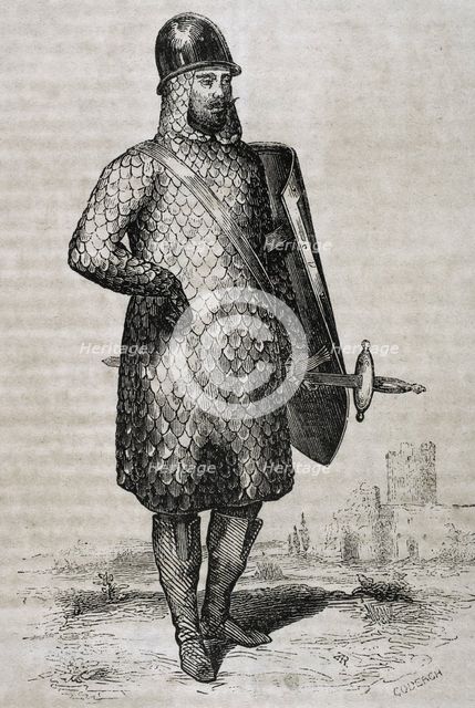Military costume of the Goths, 1852. Creator: Coderch.