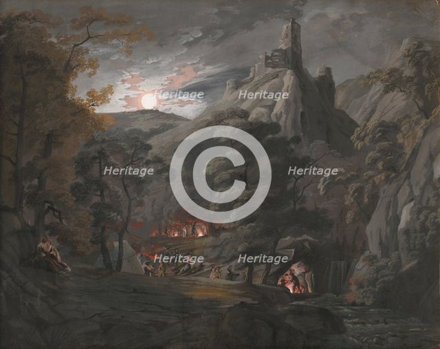 Military camp in the forest, 1820-1830. Creator: Karol Marko.