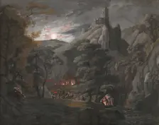 Military camp in the forest, 1820-1830. Creator: Karol Marko