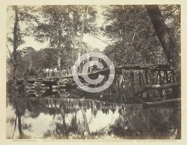 Military Bridge, Across the Chickahominy, Virginia, June 1862. Creator: D. B. Woodbury.