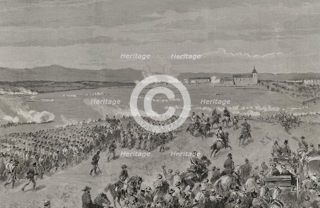 Military drill at Dehesa de los Carabancheles, Madrid, Spain, 3 November 1878.  Creators: Ricardo Balaca, Eugenio Vela.
