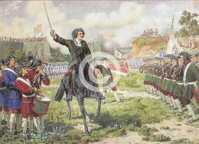 Military exercise of the Fun forces of Peter I near Kozukhovo, 1880. Artist: Kivshenko, Alexei Danilovich (1851-1895)