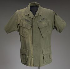 Military fatigue shirt worn by James E. Brown of the 20th Engineer Brigade, ca. 1967. Creator: Bonham Manufacturing Company Inc.