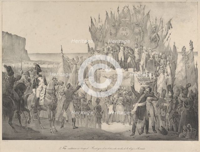 Military Festival at Boulogne with Napoleon Distributing Stars of the Legion of Ho..., 19th century. Creator: Victor Adam.