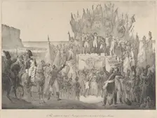 Military Festival at Boulogne with Napoleon Distributing Stars of the Legion of Ho..., 19th century. Creator: Victor Adam