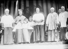 Military Field Mass; Mons. Coleman J. Nevils S.J.; Cardinal Gibbons; Unidentified; Father..., 1912. Creator: Harris & Ewing