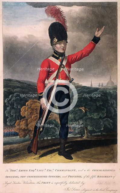 Military figure in the uniform of the fifth regiment of the Loyal London Volunteers, c1800. Artist: Anon