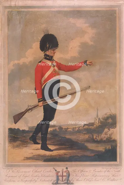 Military figure wearing the uniform of the tenth regiment of Loyal London Volunteers, 1804. Artist: Charles Tomkins