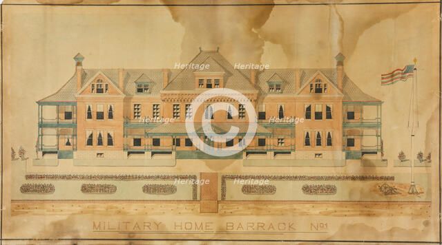 Military Home Barrack No. 1, Presentation Drawing, c. 1880s. Creator: Unknown.