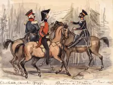 Military on horseback, Saturday 5 June 1847. Creator: Fritz von Dardel