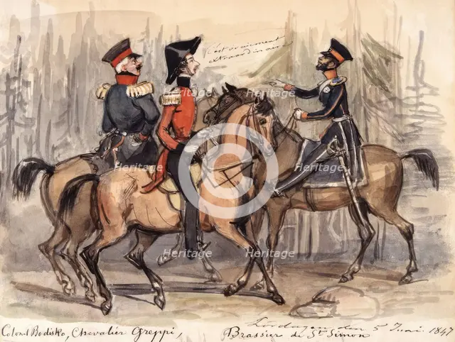 Military on horseback, Saturday 5 June 1847.  Creator: Fritz von Dardel.