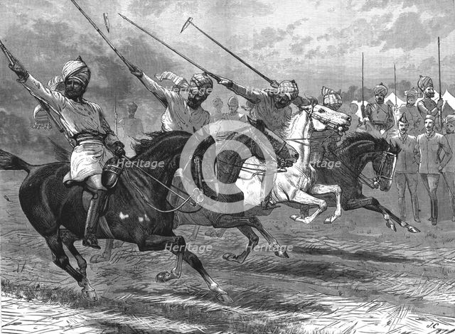 ''Military Life in India - Native Cavalry Tent-Pegging in Sections', 1890. Creator: Unknown.