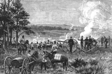 'Military Manoeuvres at Aldershot: A Sham Fight; A Field Battery at Work; A Safe Position 1891. Creator: Unknown