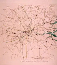 Military map of a thirty six mile area around London, c1804. Artist: Anon