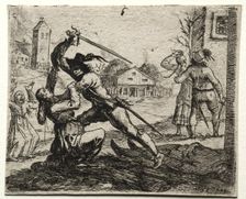 Military Subjects: Two Soldiers Pursuing Women in a Village. Creator: Hans Ulrich Franckh (German, 1603-1680)