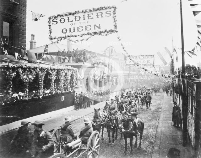Military procession during Queen Victoria's Jubilee, 1897. Creator: Unknown.