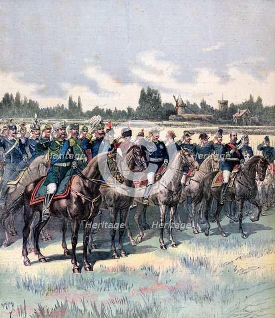 Military review with General Saussier and foreign military attaches, 14th July 1891.  Artist: Henri Meyer