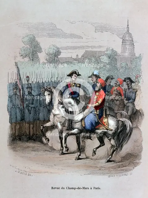 'Military Review with Ibrahim Pacha, Champ de Mars, Paris', c1846 (1847). Artist: Gerard Corbiau