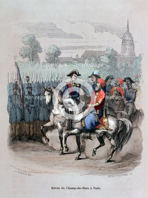 'Military Review with Ibrahim Pacha, Champ de Mars, Paris', c1846 (1847). Artist: Gerard Corbiau
