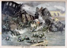 Military train accident in Dorpat, Russia, 1897. Creator: F Meaulle