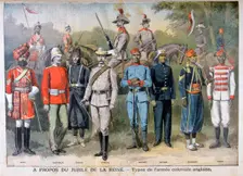 Military uniforms of the British colonial army, 1897. Artist: Henri Meyer