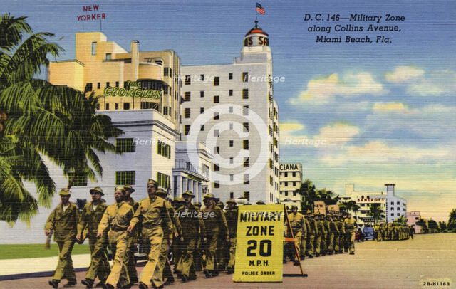 Military Zone along Collins Avenue, Miami Beach, Florida, USA, 1942. Artist: Unknown