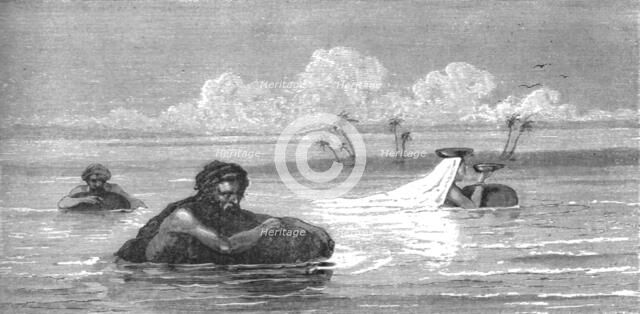 'Milk women and Arabs crossing the Tigris; Journeyings in Mesopotamia', 1875. Creator: Unknown.