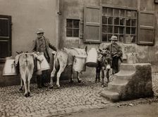 Milk Donkeys, c. 1890. Creator: Frank Meadow Sutcliffe