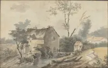 Mill with Bridge and Figures. Creator: Louis Gabriel Moreau
