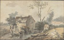 Mill with Bridge and Figures. Creator: Louis Gabriel Moreau