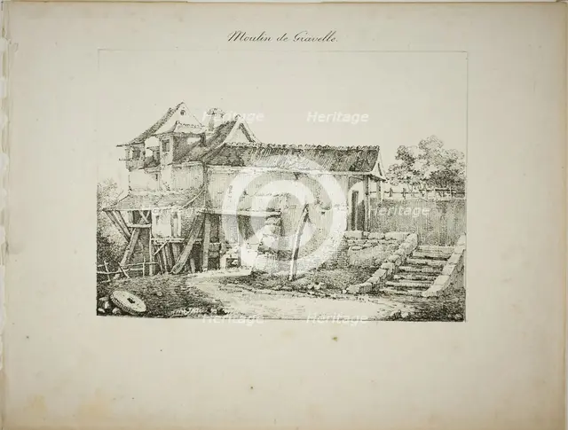 Mill at Gravelle, II, 1824/27. Creator: Louis Jules Federe Villeneuve.