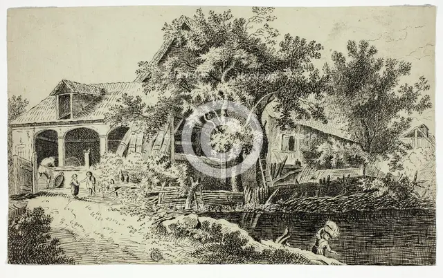 Mill by the Stream, n.d. Creator: Joannes Stradanus.