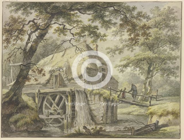 Mill in the forest, 18th century. Creator: Bartholomeus Barbiers.