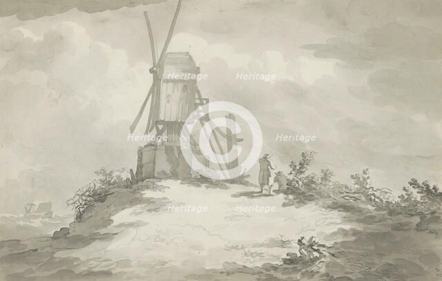 Mill on a hill near the coast, c.1780-c.1800. Creator: Bernhard Heinrich Thier.