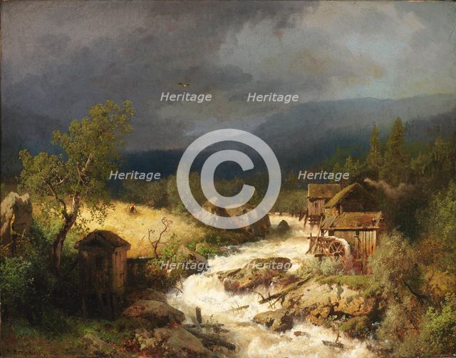 Mill on a Torrent, 1871. Creator: Hermann Herzog.