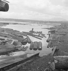 Mill pond, Klamath River beyond, Keno, Klamath County, Oregon, 1939. Creator: Dorothea Lange