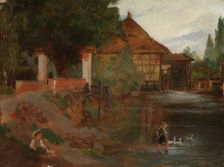 Milldam, Landscape from Germany, 1869. Creator: Fanny Churberg