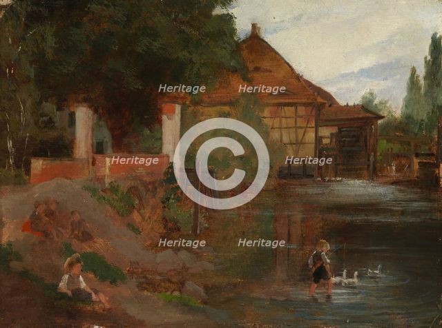 Milldam, Landscape from Germany, 1869. Creator: Fanny Churberg.