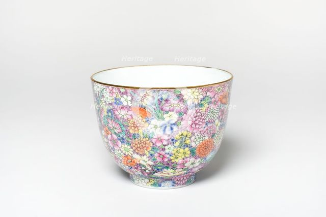 Mille-Fleurs 'Flower' Bowl, Qing dynasty (1644-1911), Jiaqing reign mark and period (1796-1821). Creator: Unknown.