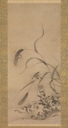 Millet and Sparrows, mid-16th century. Creator: Geiai