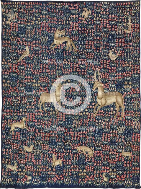 Millefleurs Tapestry with a Unicorn, c1500. Creator: Flemish master.