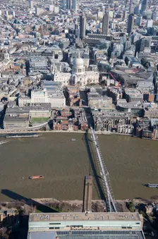 Millennium Bridge and St Paul's Cathedral, London, 2018. Creator: Historic England Staff Photographer