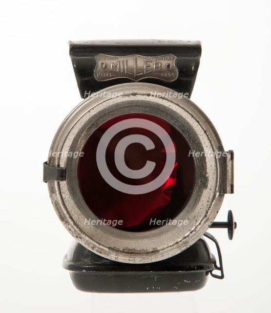 Miller oil rear lamp circa 1906. Creator: Unknown.
