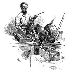 Milling the edges of coins, Royal Mint, London, 1891. Creator: Unknown