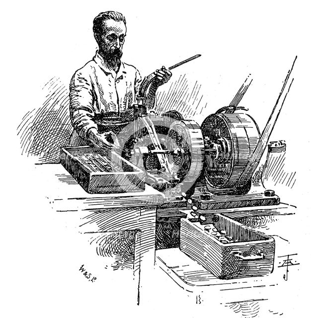 Milling the edges of coins, Royal Mint, London, 1891. Creator: Unknown.