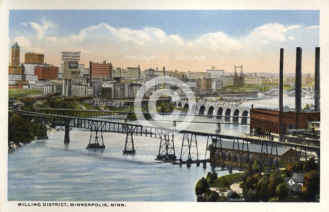 Milling district, Minneapolis, Minnesota, USA, 1915. Artist: Unknown