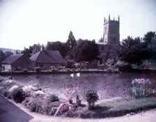 Millpond and church, Blockley, Gloucestershire, c1955. Creator: Arthur Charles Kirby Ware